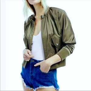 Free People Midnight satin bomber jacket
